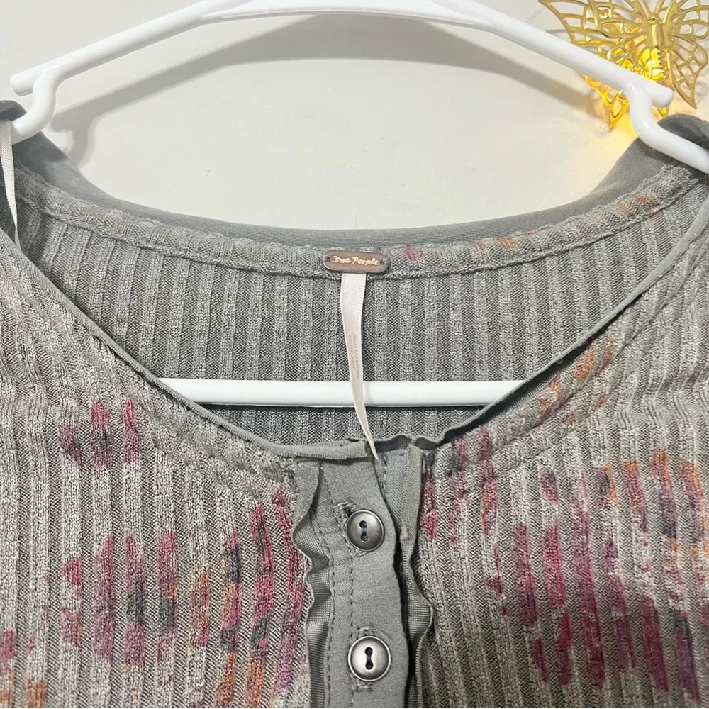 Free People Grey Layer Me Henley Blouse